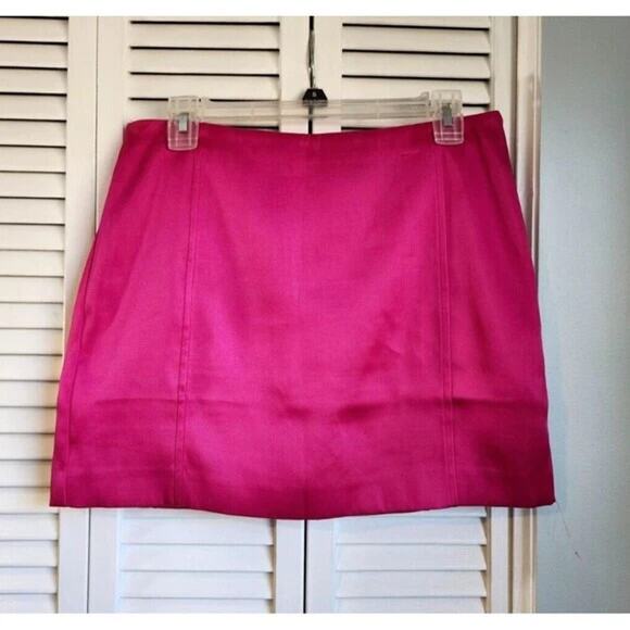 Hot Pink Satin Mini Skirt Women's Size 8 H&M NWT - Picture 2 of 9
